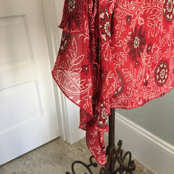 INC International Concepts Red Sheer Top, Sz 2 - Picture 7 of 7